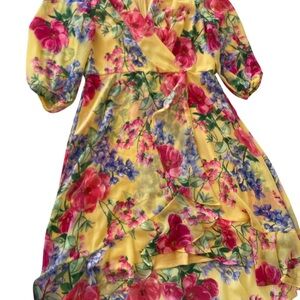 Jessica Howard Yellow and Pink Floral Dress